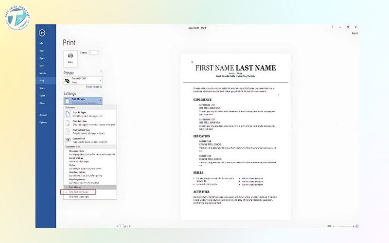 Cách sử dụng máy in Canon LBP 2900 bước 5 Only Print Odd Pages